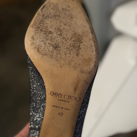 Authentic Jimmy Choo Sparkle Silver Heels (Size 10 US- 40 Europe) - Picture 5 of 5